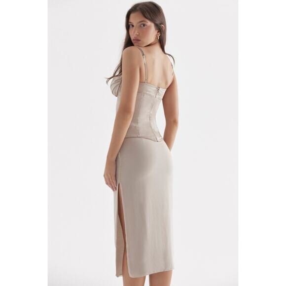 House of CB Chantal Champagne Satin Top Size L Plus Cup - Picture 4 of 10